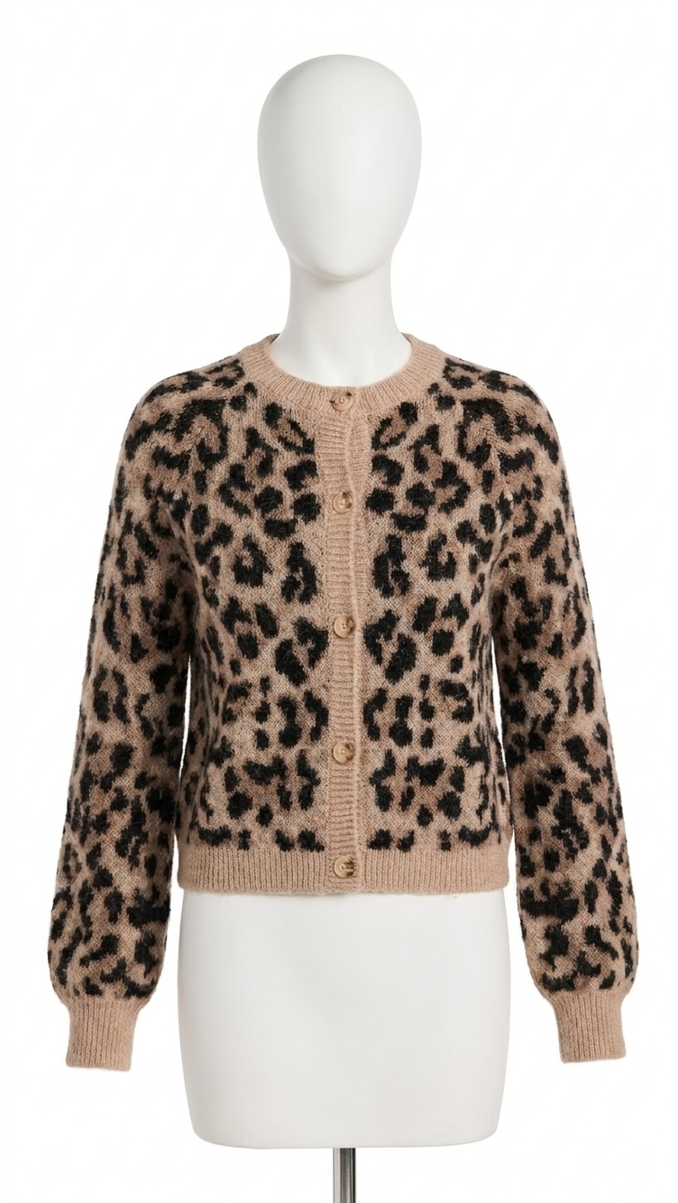 NEW THE GREAT. windsor classic cardigan in leopard